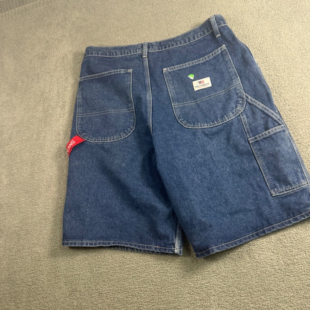 Polo Jeans Co Ralph Lauren Mens 34 Blue Denim Carpenter Shorts Hammer Loop 9654
